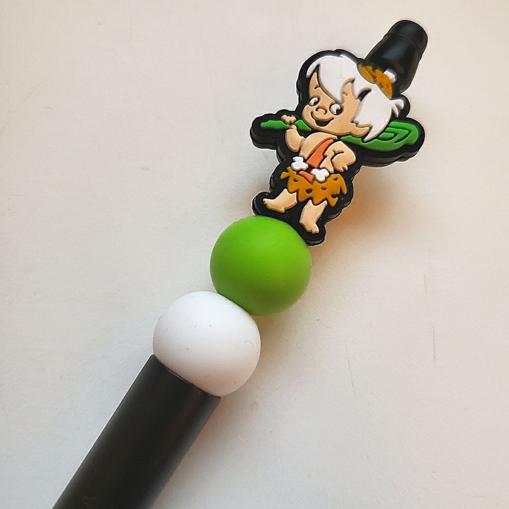 Handmade Flintstones Bamm Bamm Beaded Silicone Focal Bead Pen